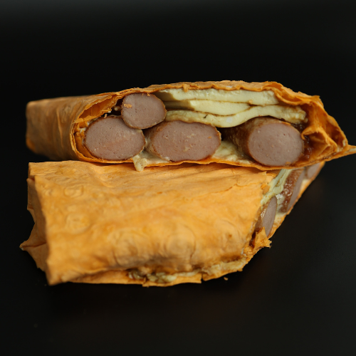 Шаурма с омлетом и баварскими сосисками L