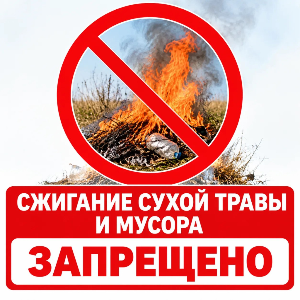 Сжигание сухой травы и мусора запрещено